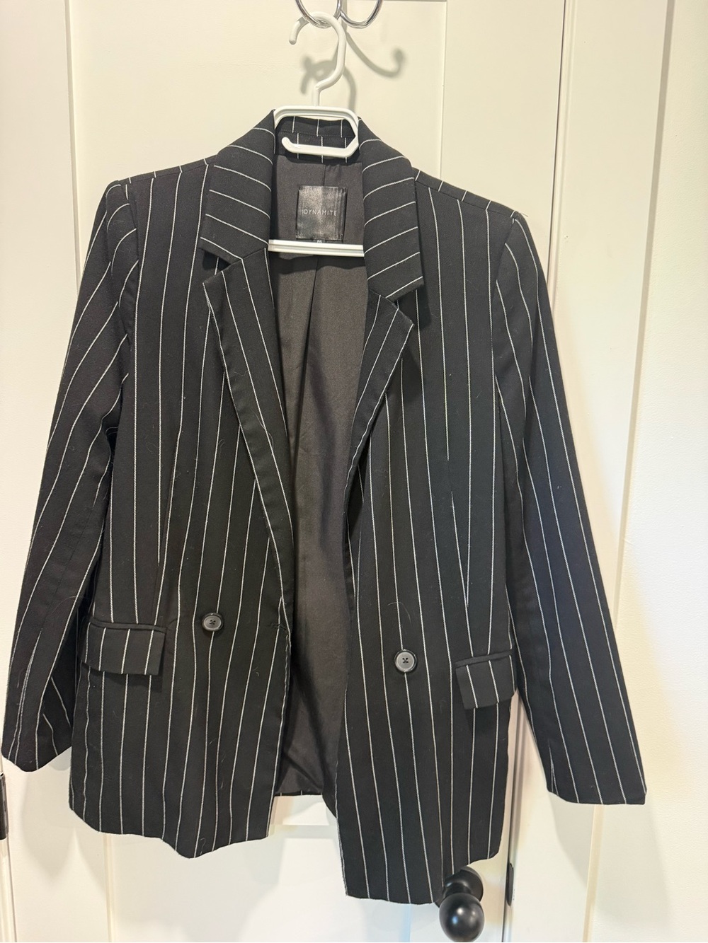 Dynamite Black Pinstripe Blazer Jacket